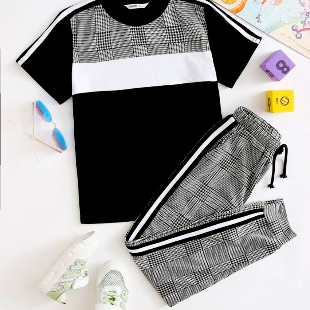 Boys Striped and plaid pants set